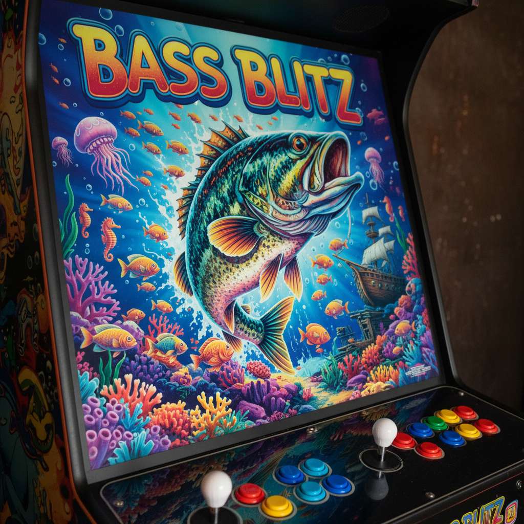 Capa colorida arcade do Bass Blitz