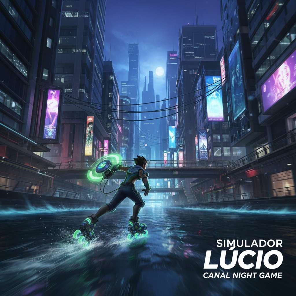 Capa estilizada de Simulador Lúcio com ambiente noturno de canal